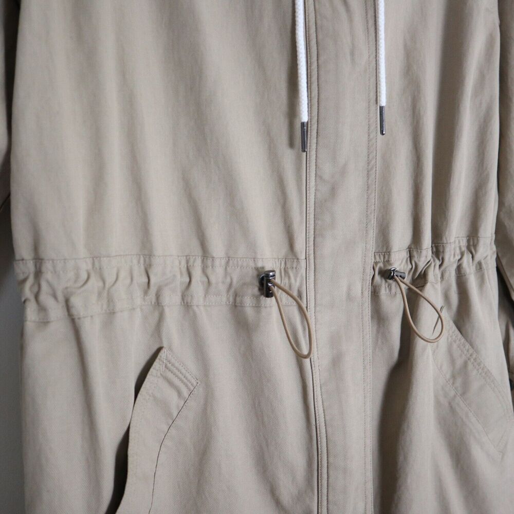 Brochu Walker Size S Prato Drawcord Anorak Coat Khaki Brown Hooded Zip - Picture 7 of 13